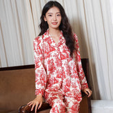 Red Toile Unique Printed Short & Long Women's Silk Pajama Set Bridesmaids